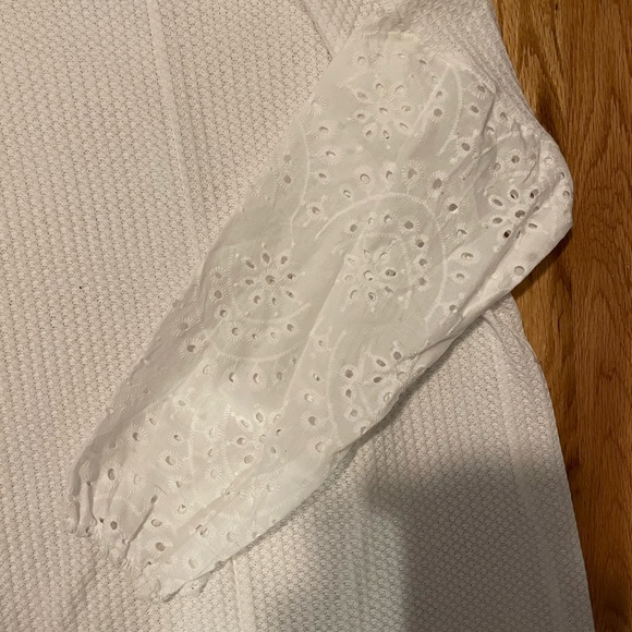 White waffle knit lantern sleeve - Picture 7 of 9